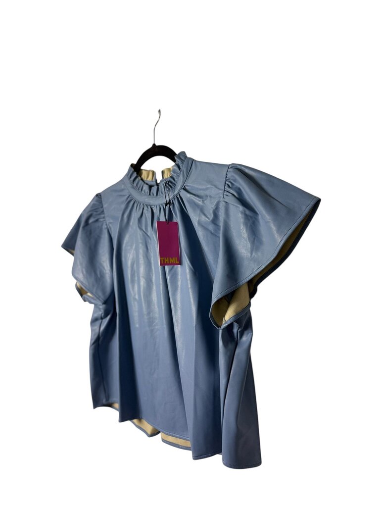 THML PLEATHER BLOUSE