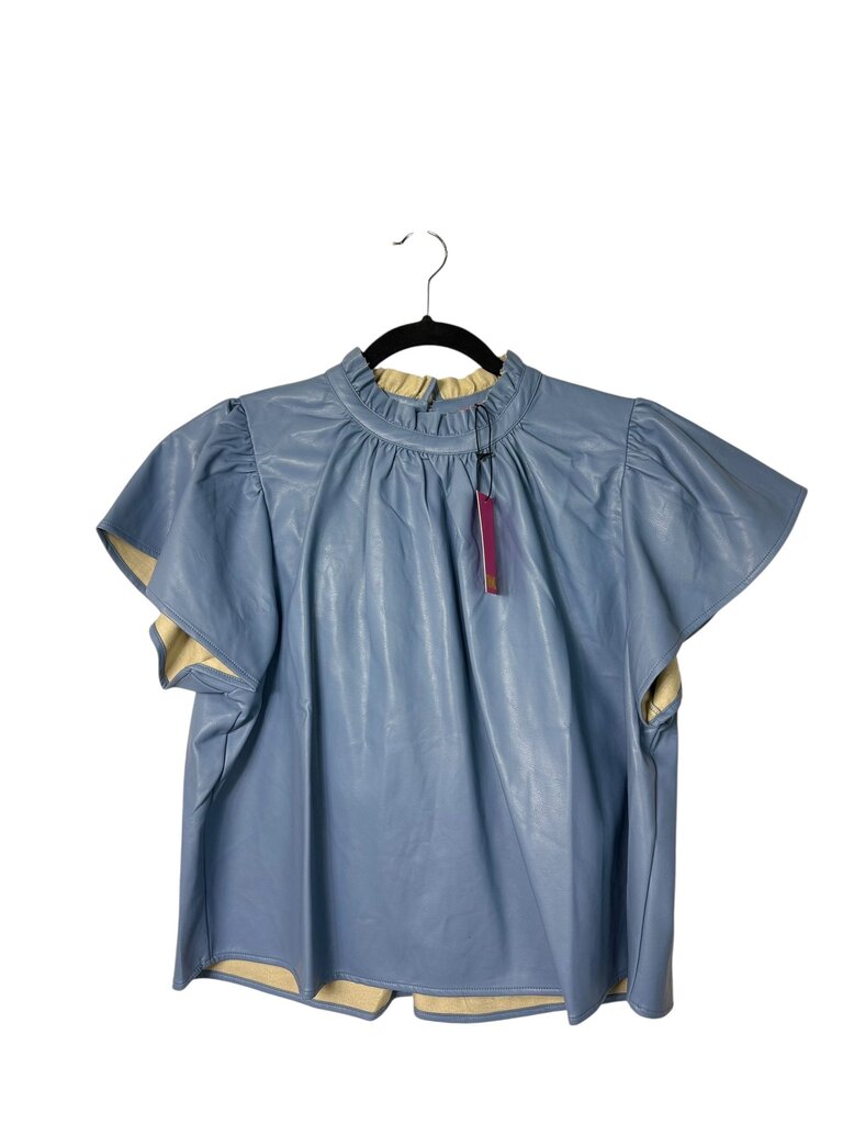 THML PLEATHER BLOUSE