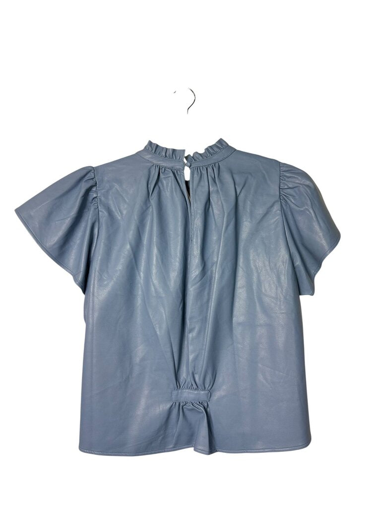 THML PLEATHER BLOUSE