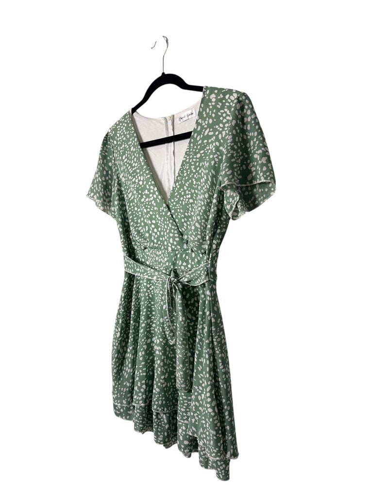 EMERALD SUNDAE FAUX WRAP DRESS