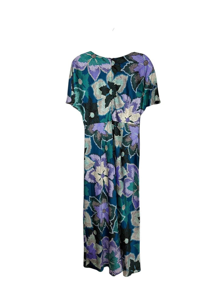 MAGGY LONDON SATIN FLORAL MAXI DRESS