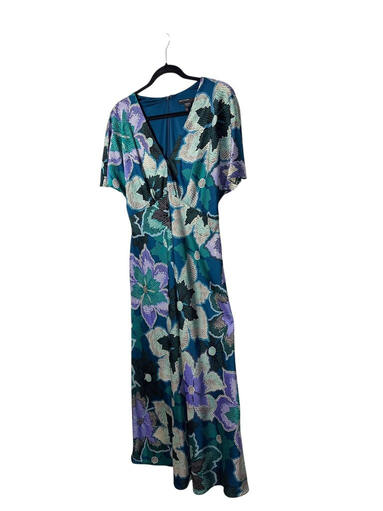 MAGGY LONDON SATIN FLORAL MAXI DRESS