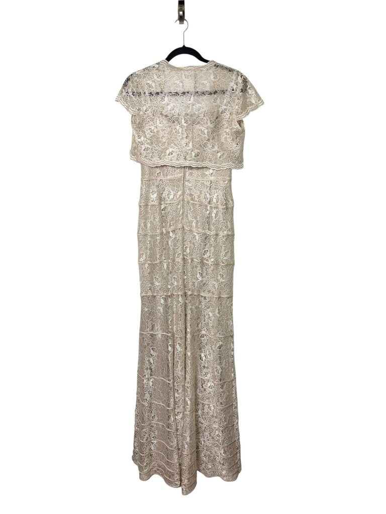 TADASHI STRAPLESS LACE GOWN WITH BOLERO