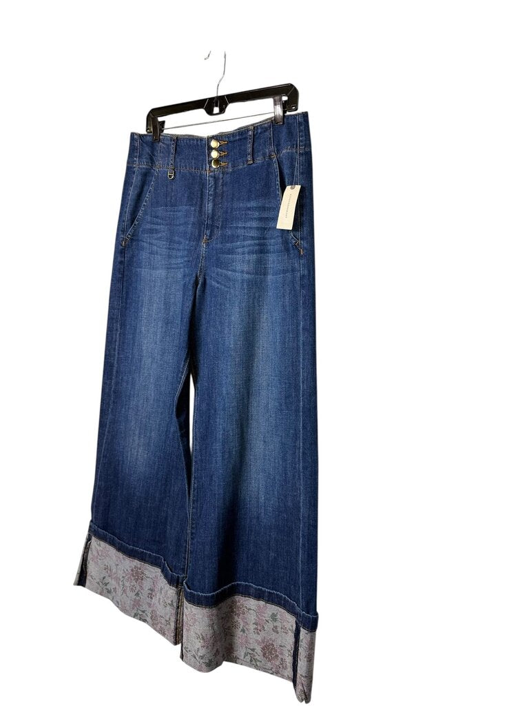 MAEVE FLORAL CUFF WIDE LEG JEANS