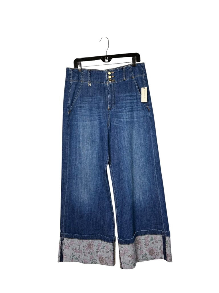 MAEVE FLORAL CUFF WIDE LEG JEANS