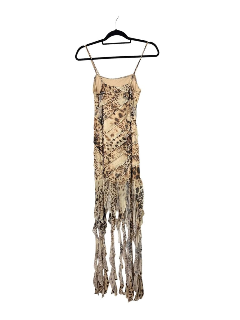 DIOSHA LEOPARD PRINT FRINGE DRESS