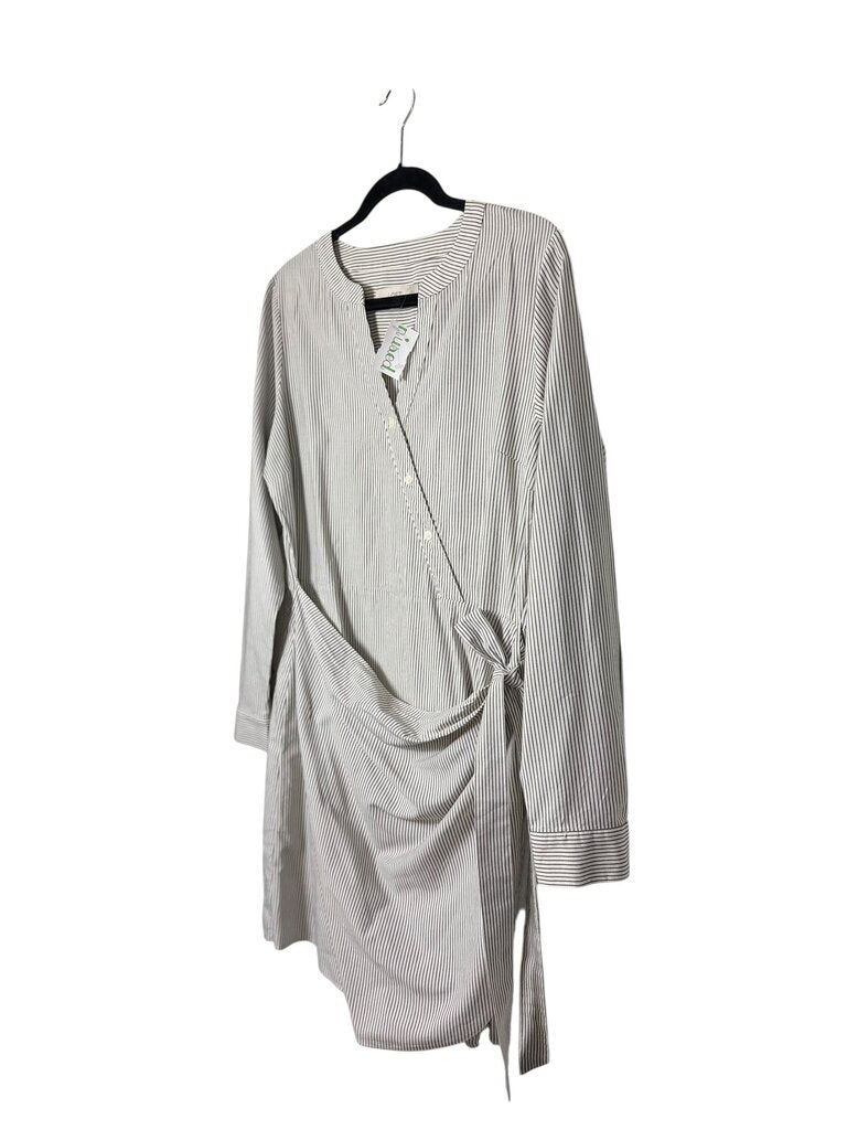 LOFT PINSTRIPE WRAP DRESS