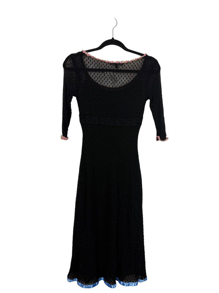 BETSEY JOHNSON MESH OVERLAY MIDI DRESS