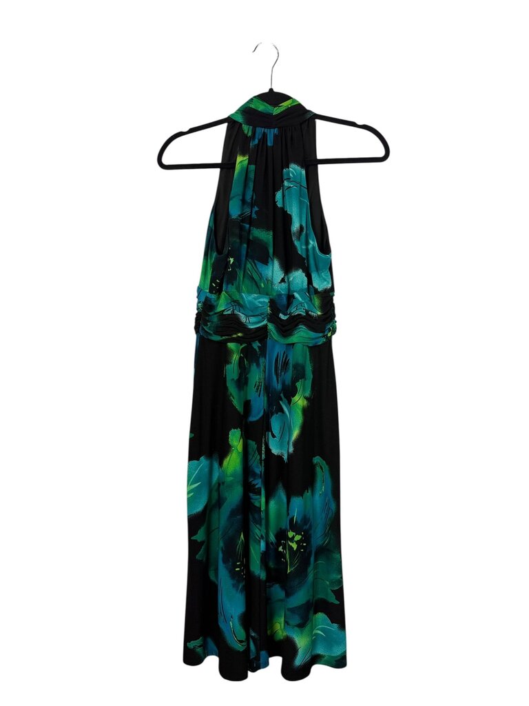 EVAN PICONE HALTER LEAF PRINT DRESS