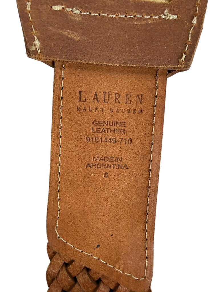 RALPH LAUREN GOLD BRAIDED LEATHER BELT