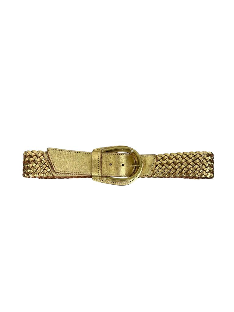 RALPH LAUREN GOLD BRAIDED LEATHER BELT