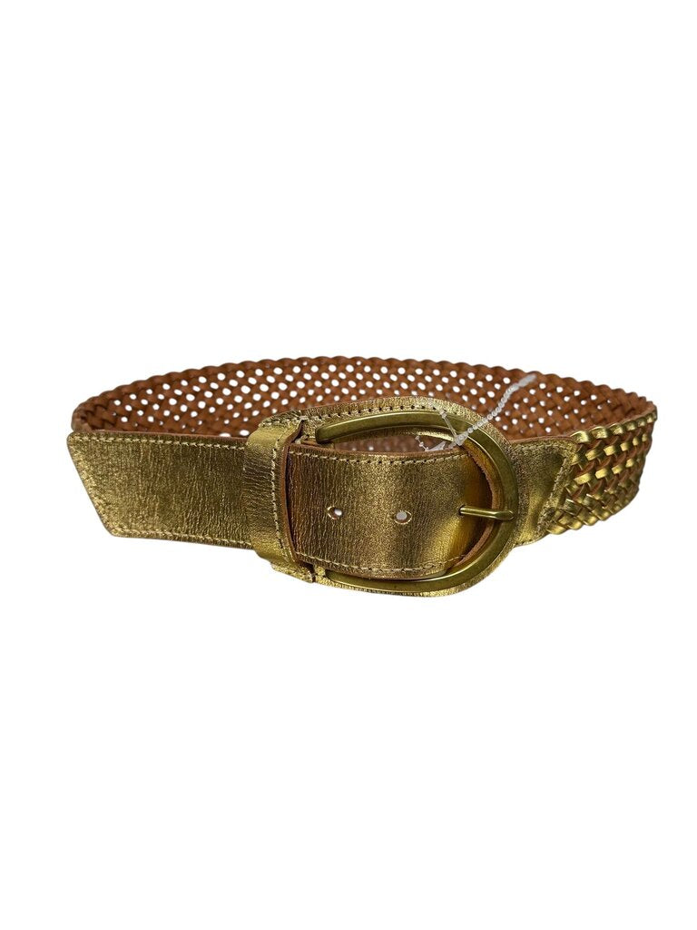 RALPH LAUREN GOLD BRAIDED LEATHER BELT