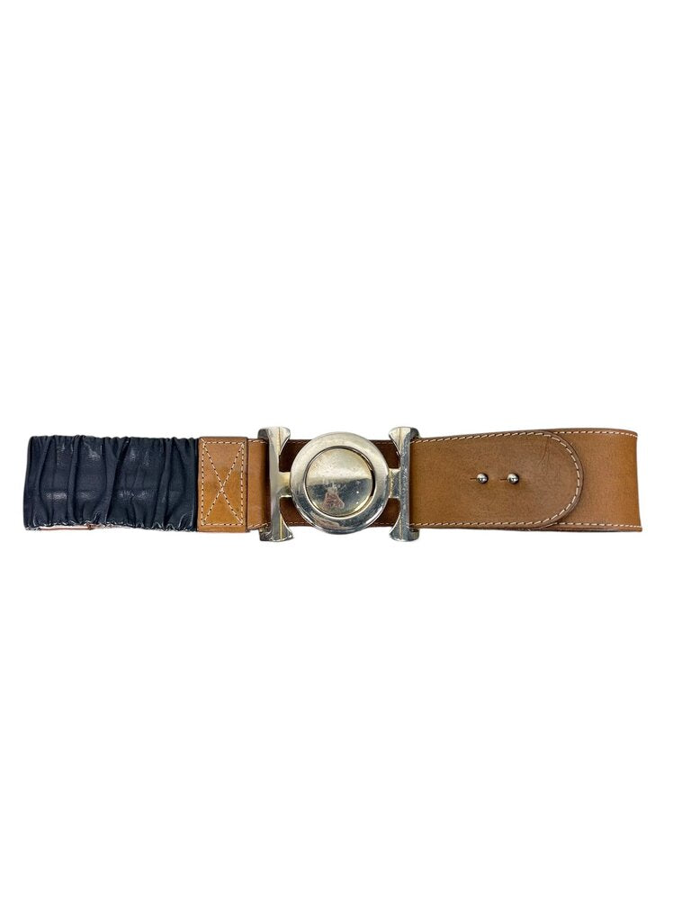 LEATHER AND SILVER WAIST CINCHING BELT