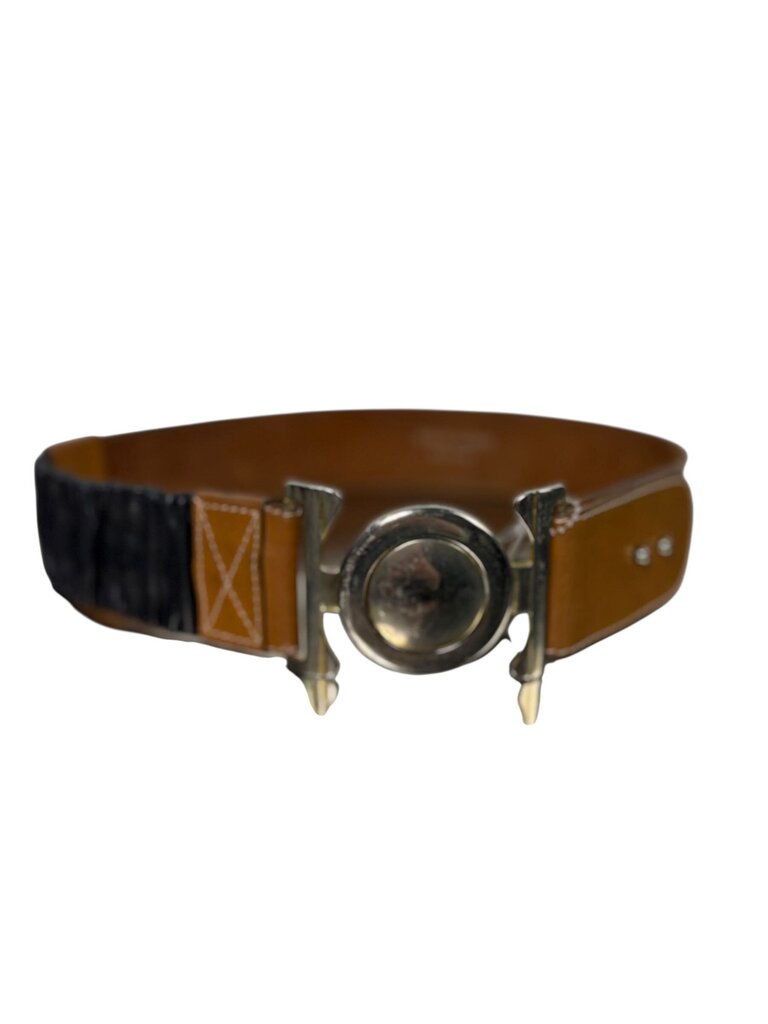LEATHER AND SILVER WAIST CINCHING BELT