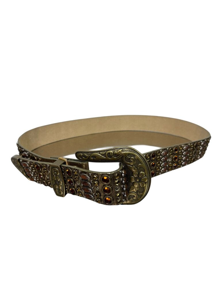 RHINESTONES & FLORAL BUCKLE BELT