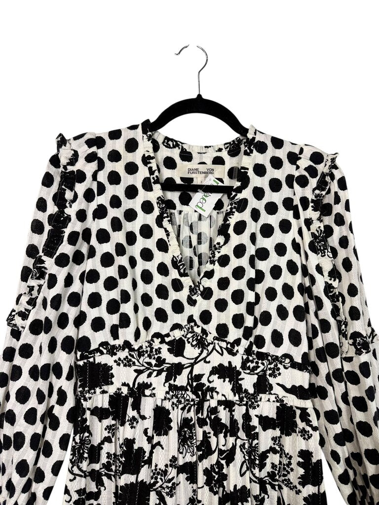 DIANE VON FURSTENBERG POLKA DOT & FLORAL DRESS