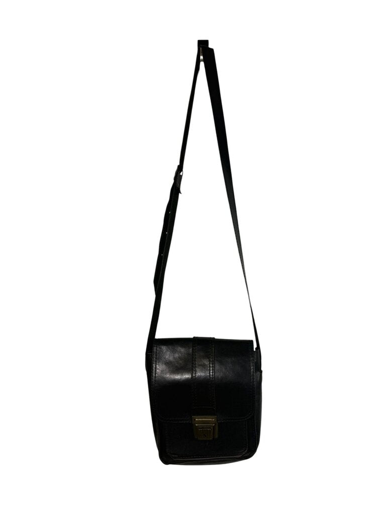 LEATHER PUSHLOCK CROSSBODY BAG