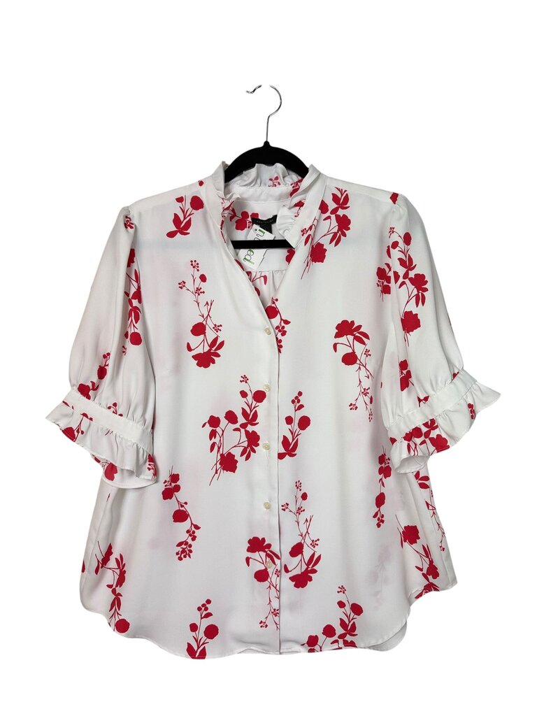 ANN TAYLOR 1/2 BUTTON FLORAL BLOUSE