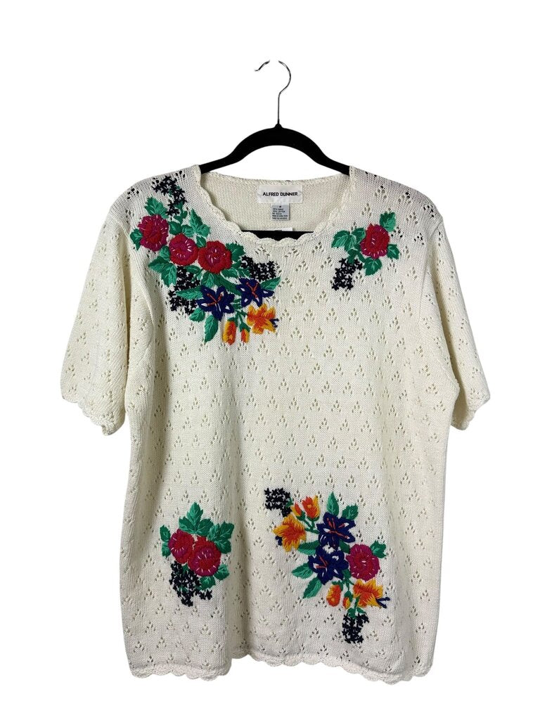 ALFRED DUNNER FLORAL KNIT SWEATER