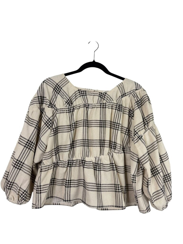 DAY + MOON CORDUROY PLAID BLOUSE