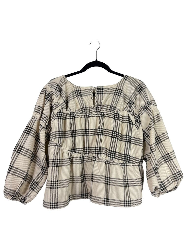 DAY + MOON CORDUROY PLAID BLOUSE