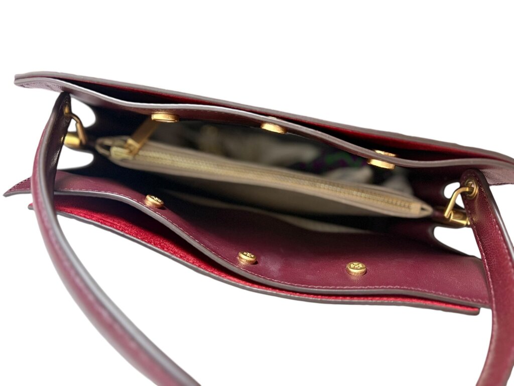 TORY BURCH LEE RADZIWILL EMBOSSED LEATHER HANDBAG