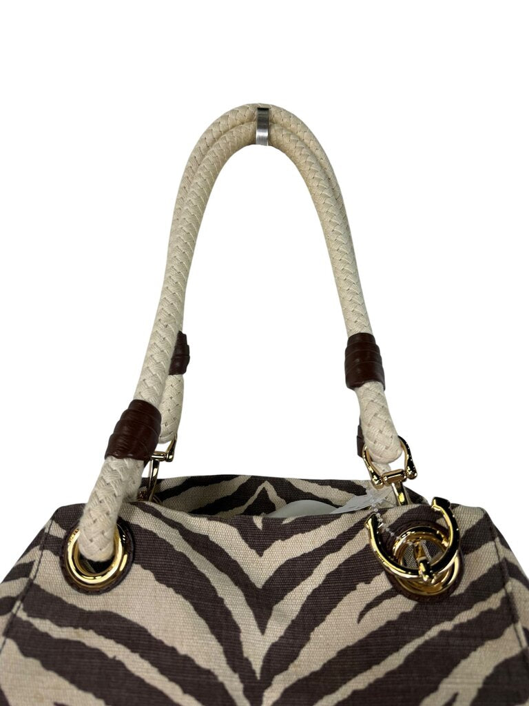 MICHAEL KORS MARINIA ZEBRA CANVAS TOTE