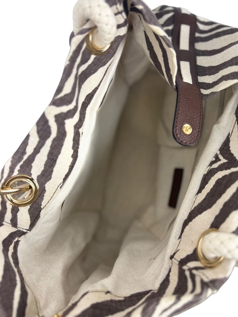 MICHAEL KORS MARINIA ZEBRA CANVAS TOTE