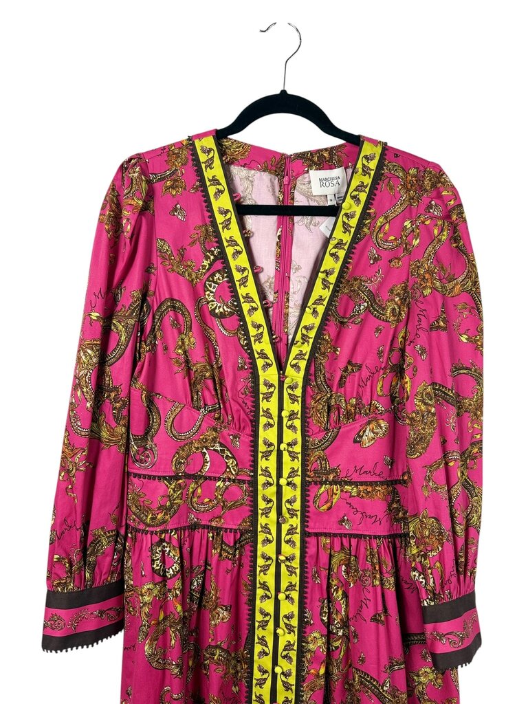 MARCHESA ROSA TANSY PAISLEY PRINT MIDI DRESS