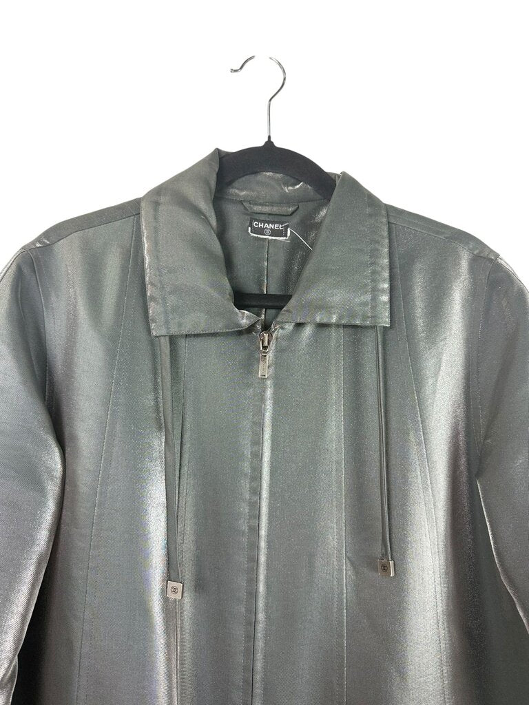 CHANEL SHIMMER ZIP FRONT JACKET