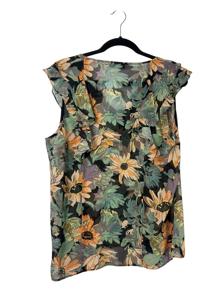 PAIGE RUFFLE FLORAL SILK BLOUSE