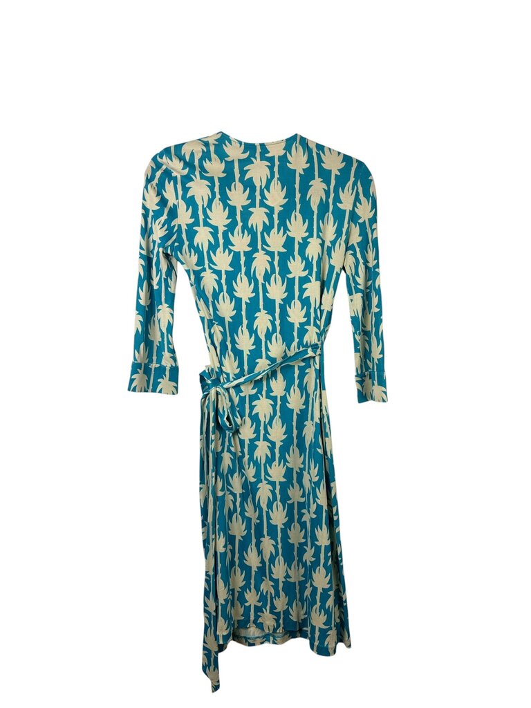 DIANE VON FURSTENBERG SILK PALM TREE WRAP DRESS