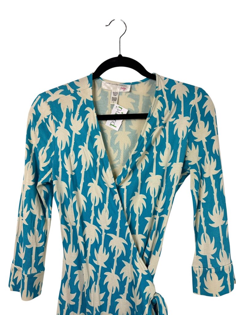 DIANE VON FURSTENBERG SILK PALM TREE WRAP DRESS