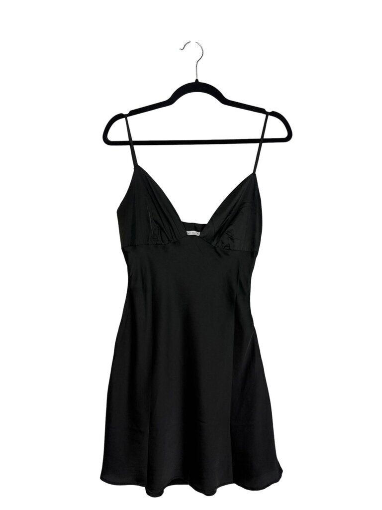 CHARCOAL SATIN MIDI DRESS