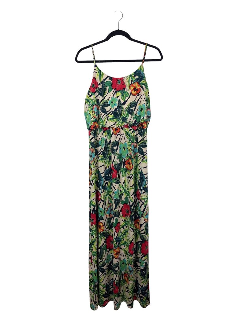 NAIL HIBISCUS & LEAVES MAXI DRESS