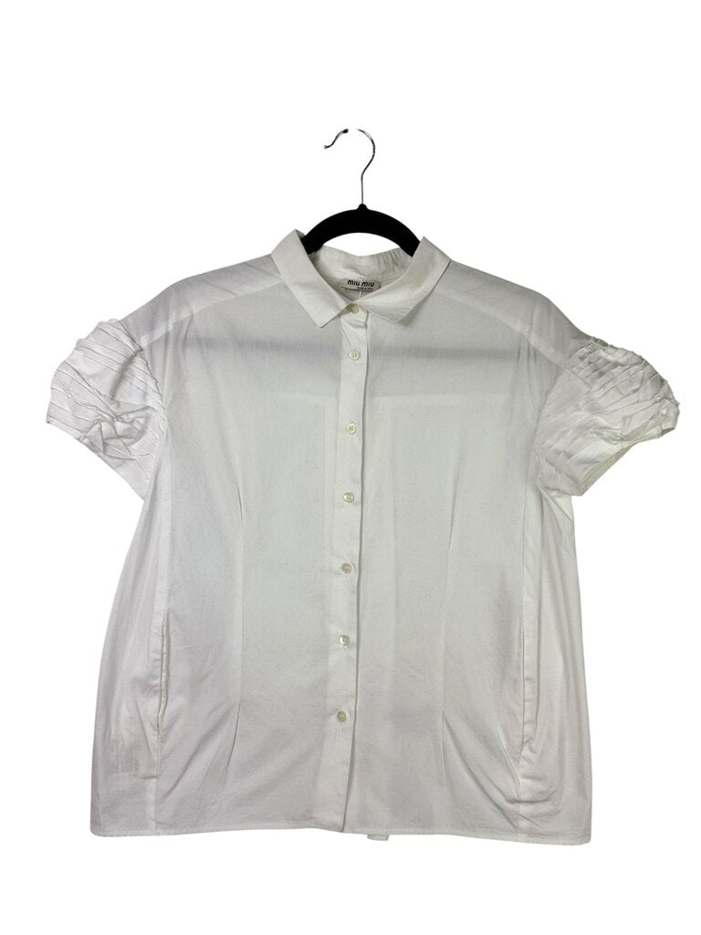 MIU MIU RUFFLE BUTTON DOWN