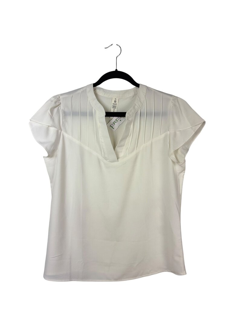 B PLEATED V NECK BLOUSE