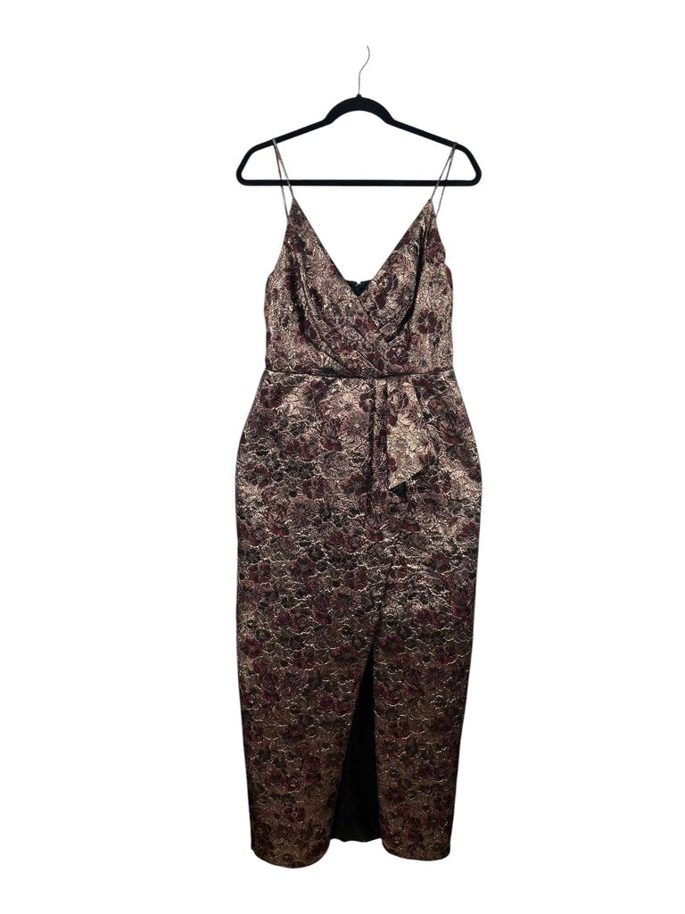 ML MONIQUE LHUILLER FLORAL METALLIC JACQUARD GOWN