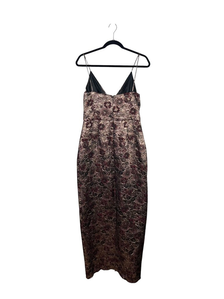 ML MONIQUE LHUILLER FLORAL METALLIC JACQUARD GOWN
