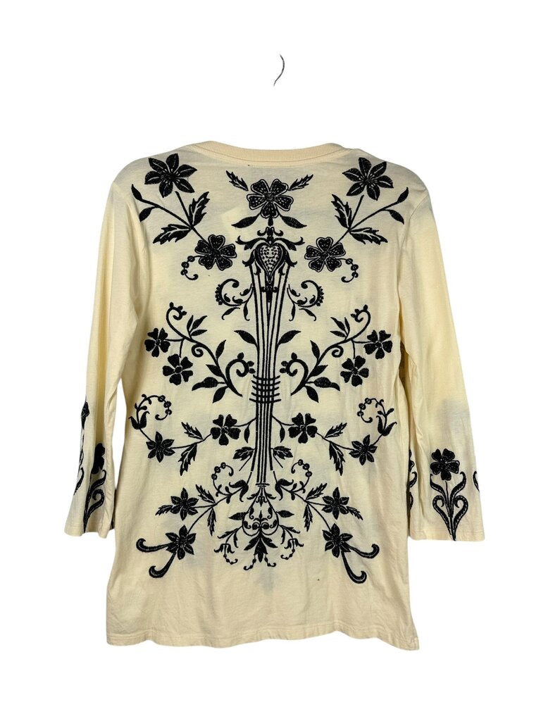 JOHNNY WAS FLORAL EMBROIDERED BLOUSE