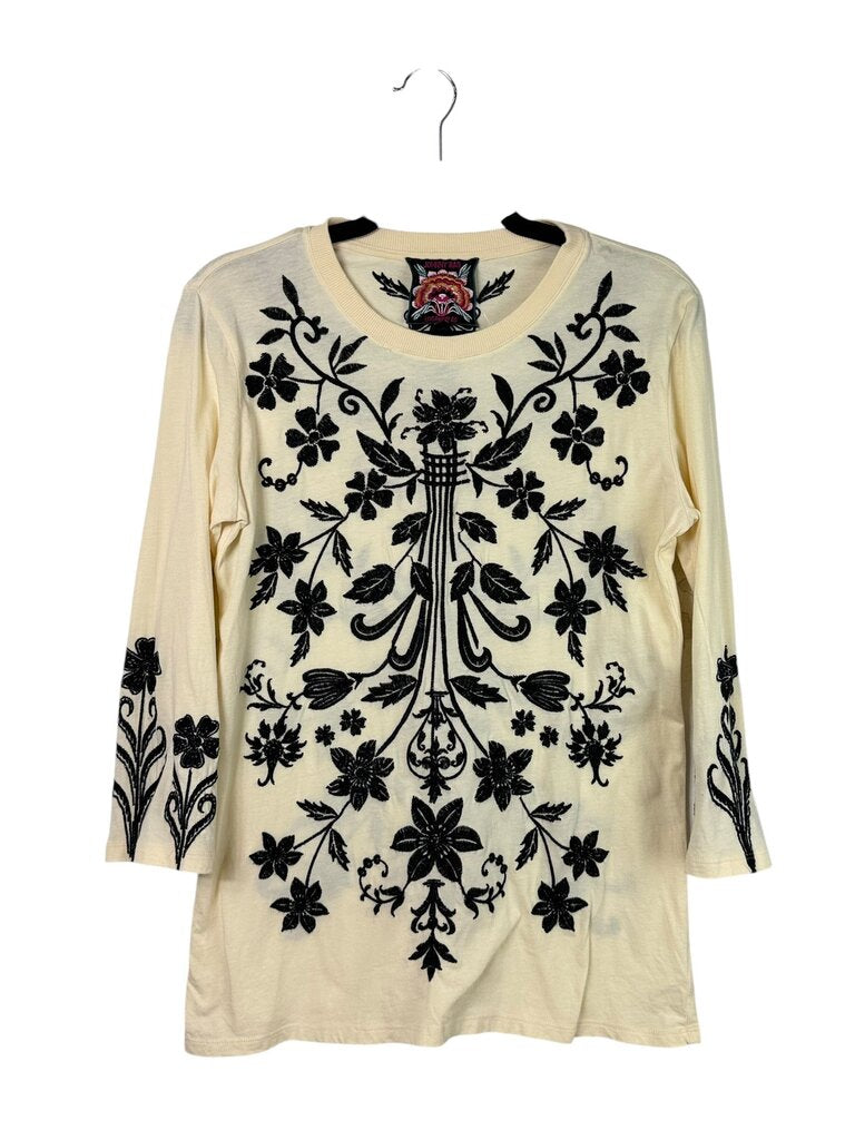 JOHNNY WAS FLORAL EMBROIDERED BLOUSE