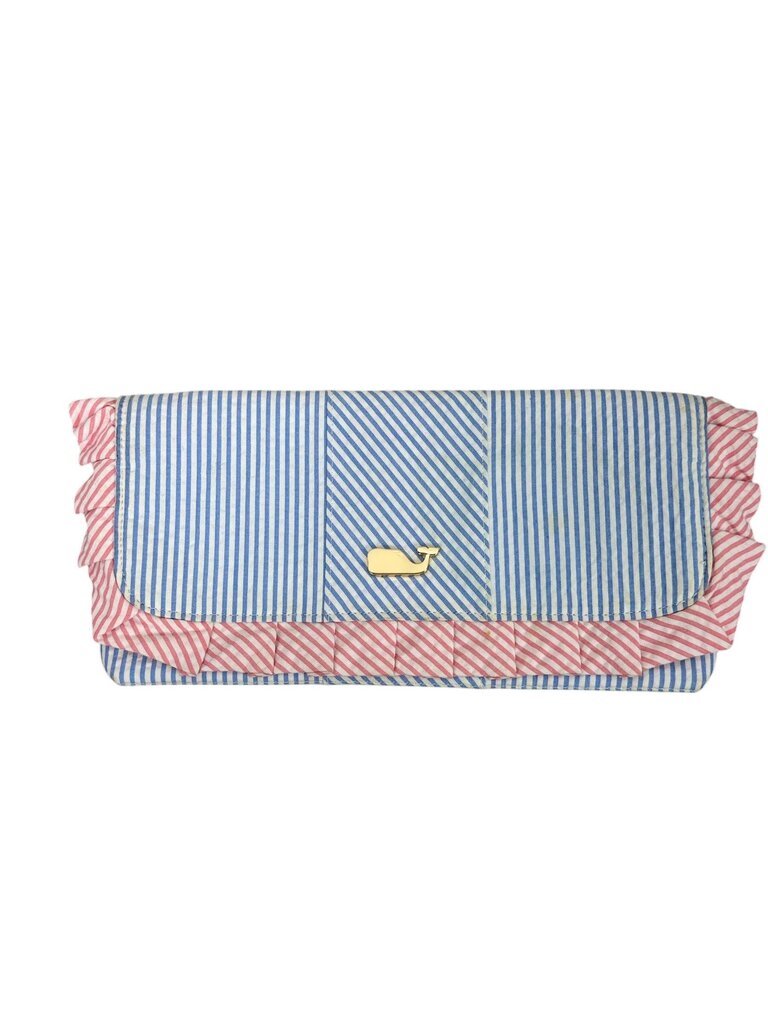 VINEYARD VINES SEERSUCKER RUFFLE CLUTCH
