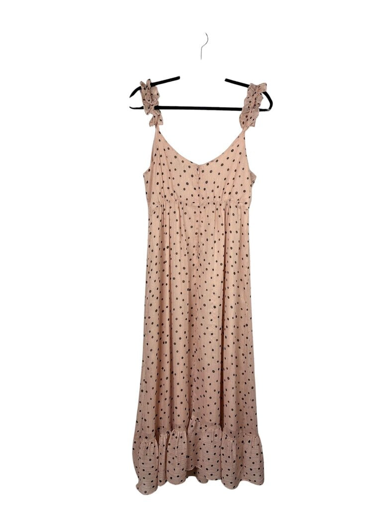 chocolate brown corset dress Pink Polka Dot Organza Strapless Midi Dress With Velvet Bow