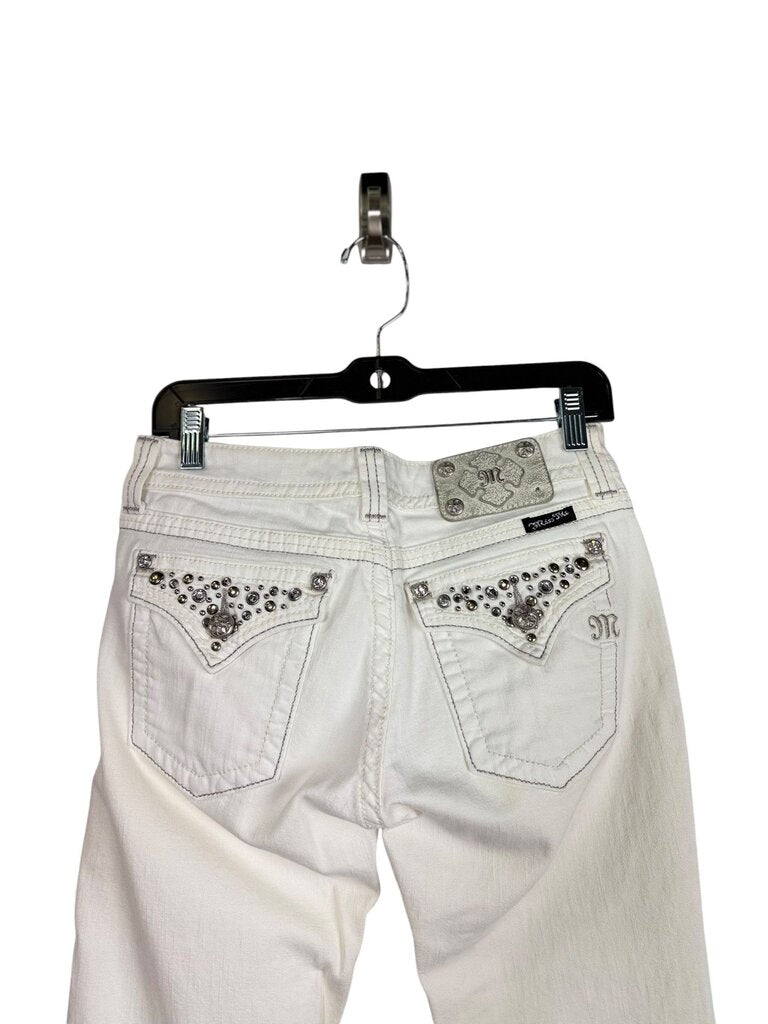 MISS ME LOW RISE EMBELLISHED BOOTCUT JEANS