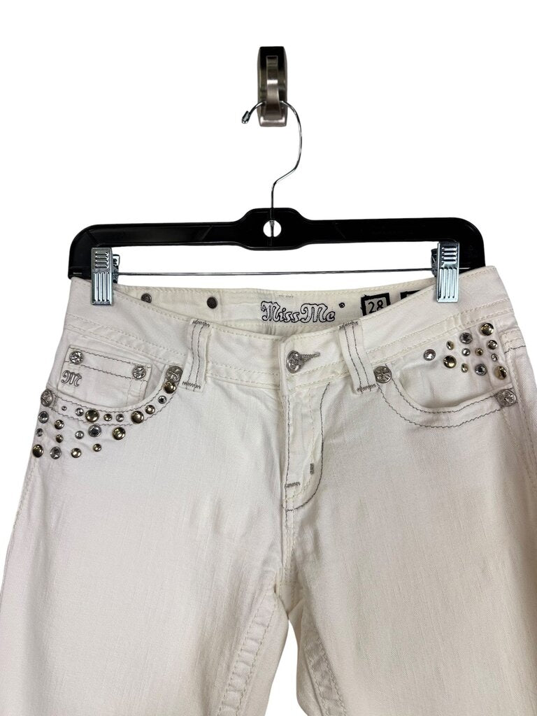 MISS ME LOW RISE EMBELLISHED BOOTCUT JEANS