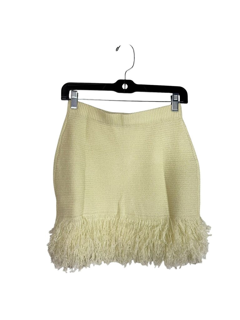 KNIT FRINGE HEM MINI SKIRT