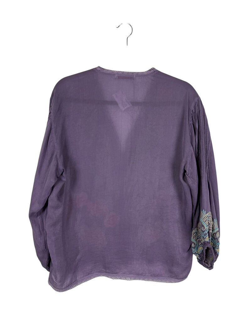 JOHNNY WAS EMBROIDERED BUTTON BLOUSE