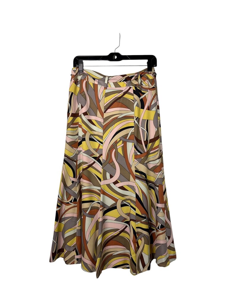 KASPER WAVY PRINT MIDI SKIRT
