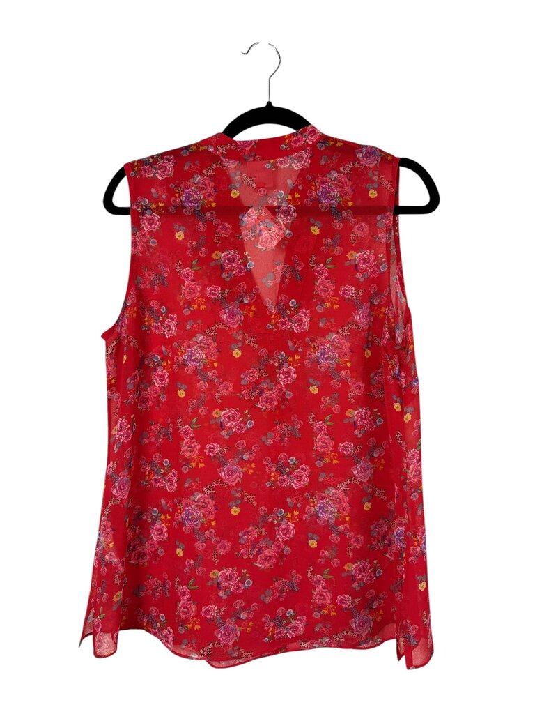 CABI FLORAL CHIFFON RUFFFLE BLOUSE
