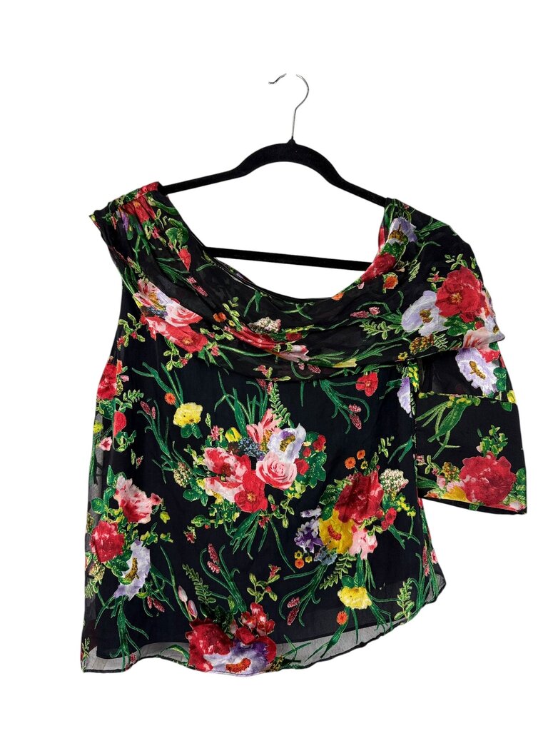 ALICE + OLIVIA DRAPPED OFF THE SHOULDER FLORAL BLOUSE